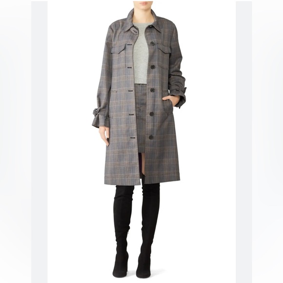 Derek Lam 10 Crosby Plaid Trenchcoat - Picture 3 of 16